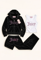 Juicy Couture 3-Piece Velour Set , Black, Size Small