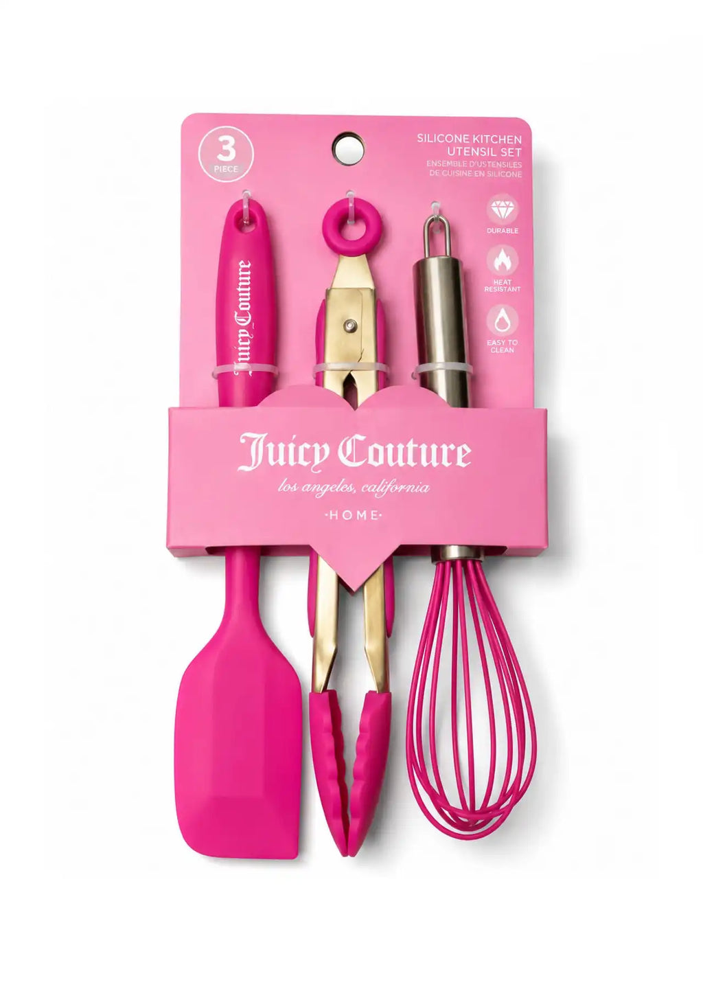 Juicy Couture Home 3-Piece Silicone Kitchen Utensil Set – Pink