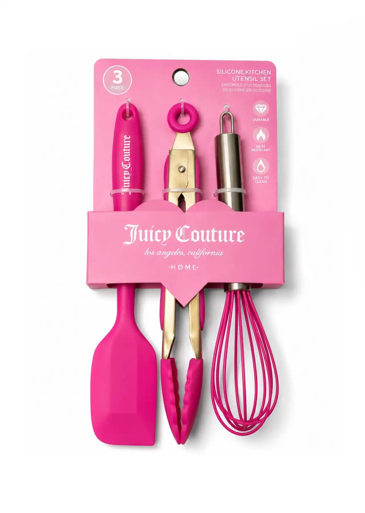 Juicy Couture Home 3-Piece Silicone Kitchen Utensil Set – Pink