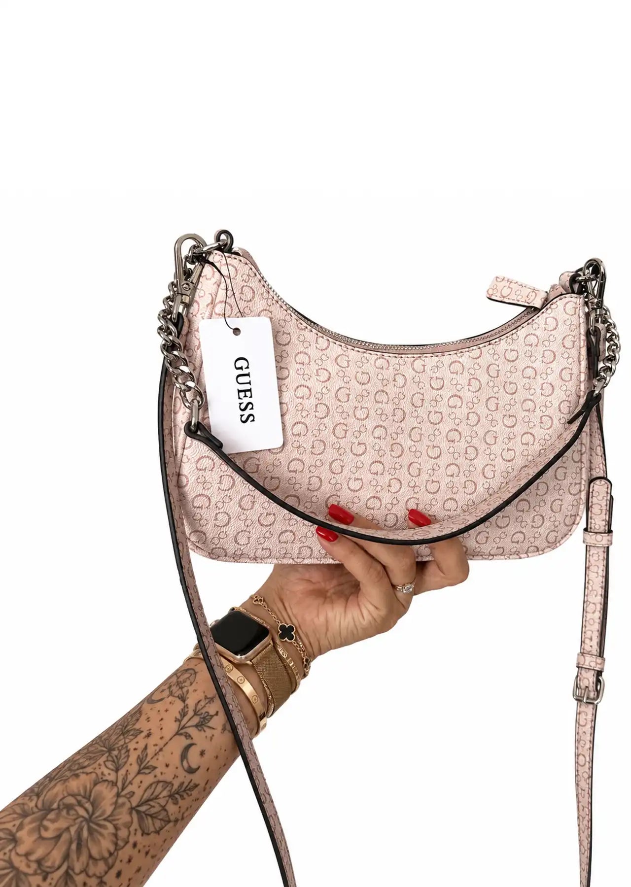 GUESS Noelle Mini Shoulder Bag Blush Logo