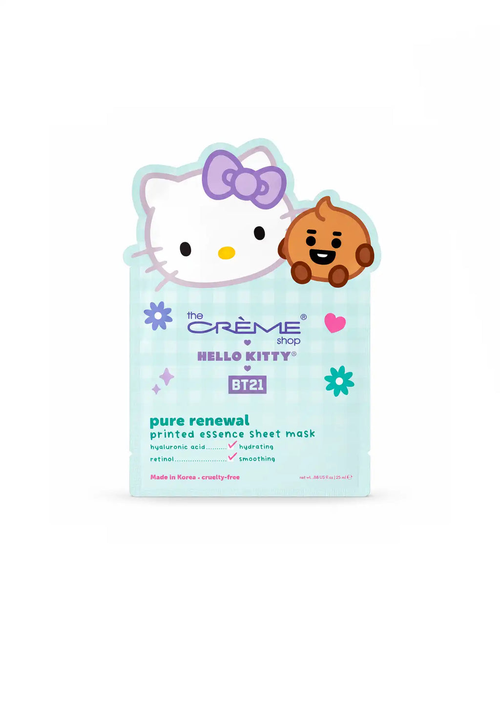 The Crème Shop x Hello Kitty & BT21 Pure Renewal Printed Essence Sheet Mask – Set of 3