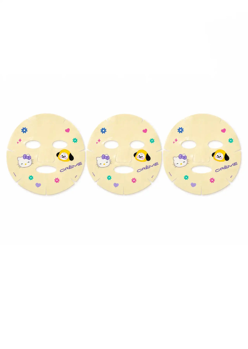 The Crème Shop x Hello Kitty & BT21 Set of 3 Glow Bright Printed Essence Sheet Mask