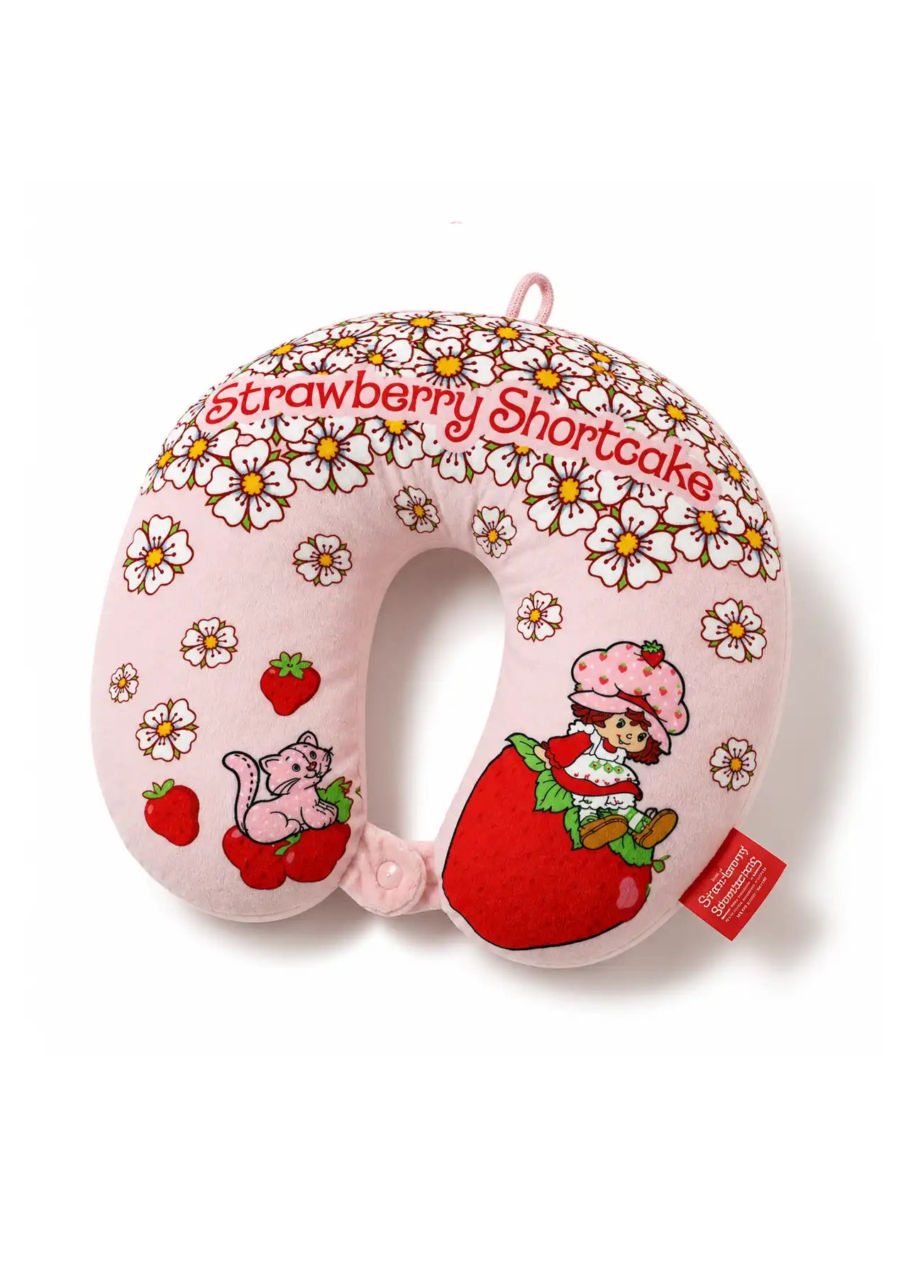 Strawberry Shortcake Travel Set, Super Soft Blanket & Memory Foam Neck Pillow Pink
