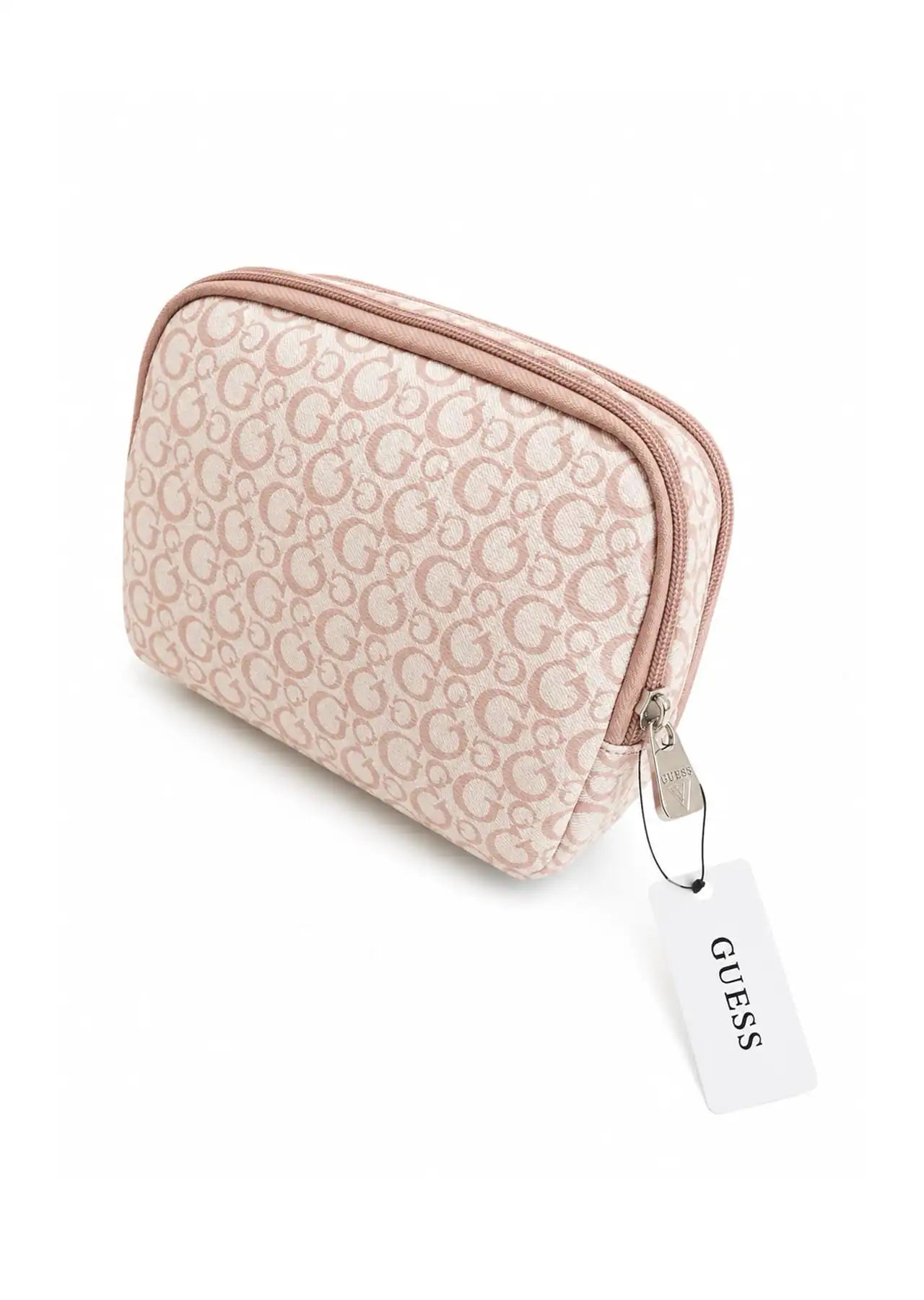 GUESS Noelle Double Zip Cosmetic Case Blush Logo