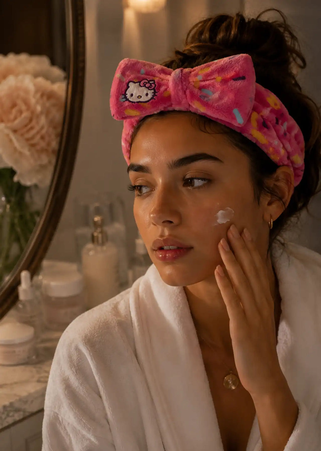 The Crème Shop x Hello Kitty Plush Spa Headband, Pink Bow