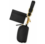 Steve Madden 2-Piece Keyring Cardholder & Pouch Set, Black with Gold Hardware