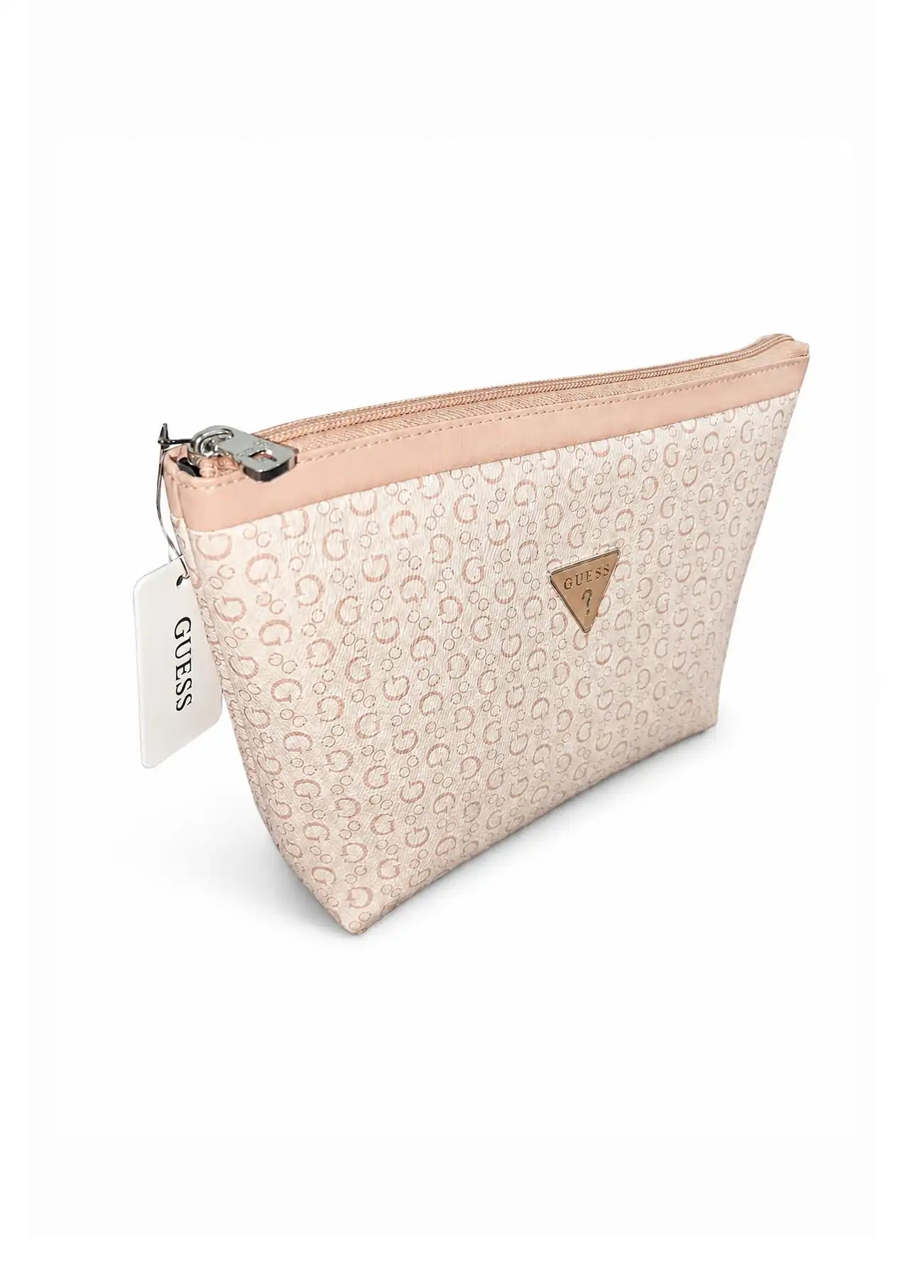 GUESS G Shine Cosmetic Pouch Blush Pink Monogram Makeup Bag