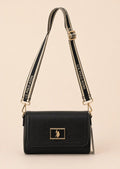U.S. Polo Assn. Enamel Flap Crossbody Bag, Black