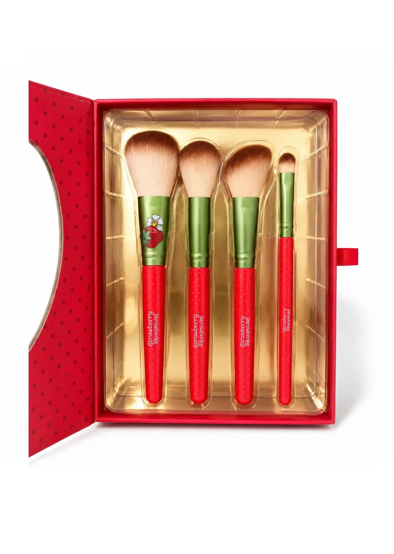 The Crème Shop x Strawberry Shortcake Cosmetic Brush Set 4 Piece Makeup Brush Collection