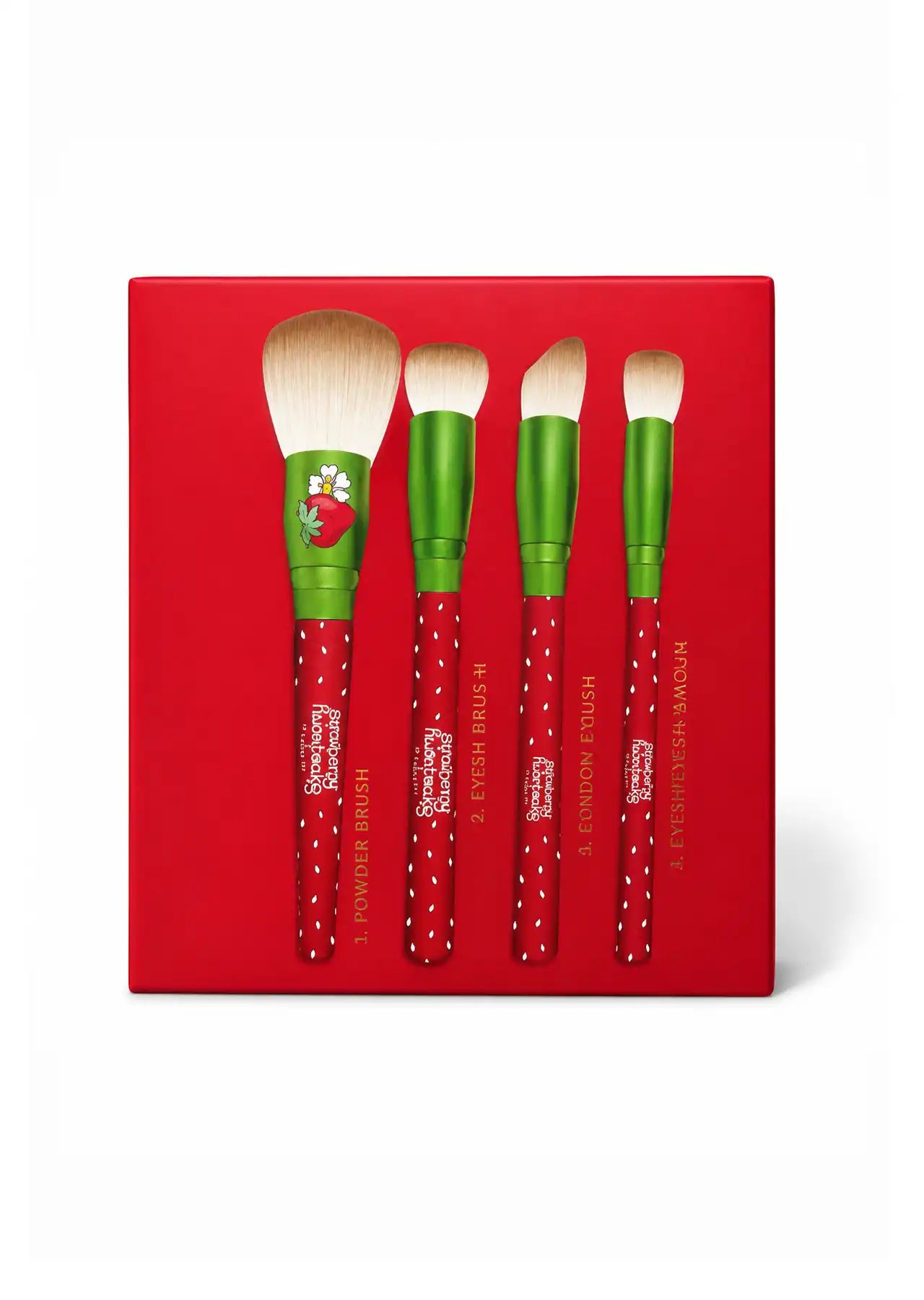 The Crème Shop x Strawberry Shortcake Cosmetic Brush Set 4 Piece Makeup Brush Collection