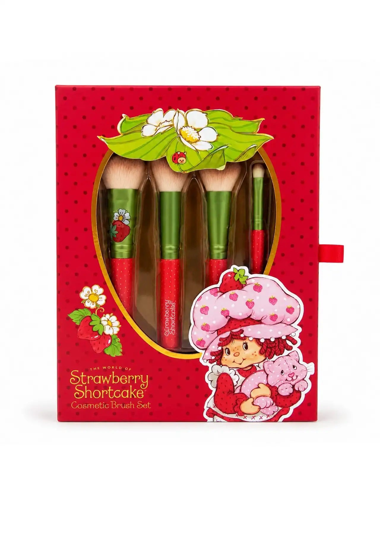 The Crème Shop x Strawberry Shortcake Cosmetic Brush Set 4 Piece Makeup Brush Collection