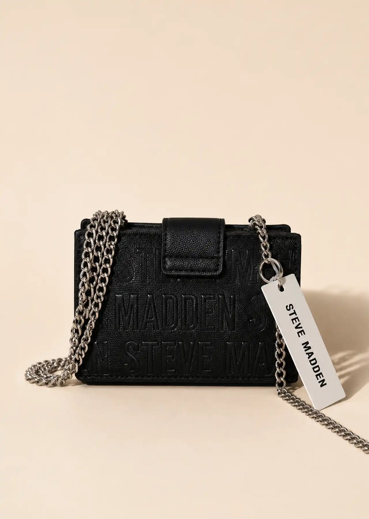 Steve Madden Embossed Wallet on Chain, Black