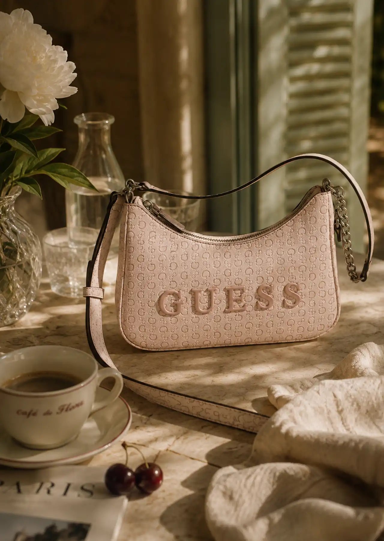 GUESS Noelle Mini Shoulder Bag Blush Logo