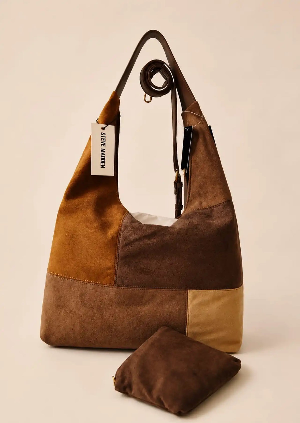 Steve Madden BCarey Patchwork Hobo & Crossbody Bag Set , Brown Multi