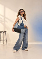 Steve Madden Denim Patchwork Hobo Bag