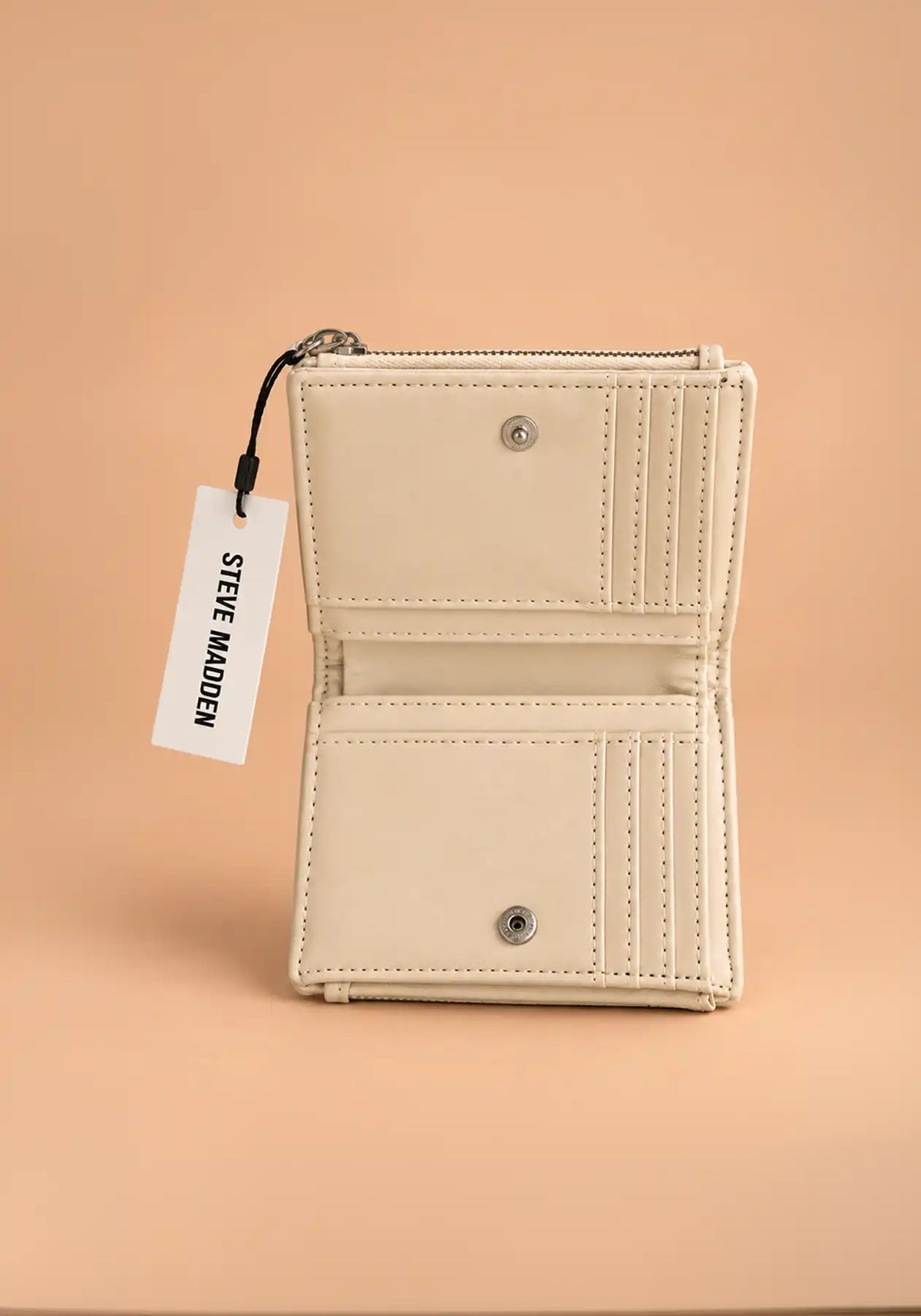 Steve Madden Quilted Compact White Wallet