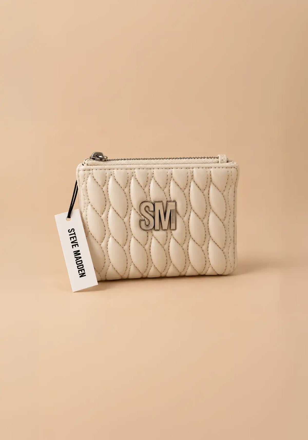 Steve Madden Quilted Compact White Wallet