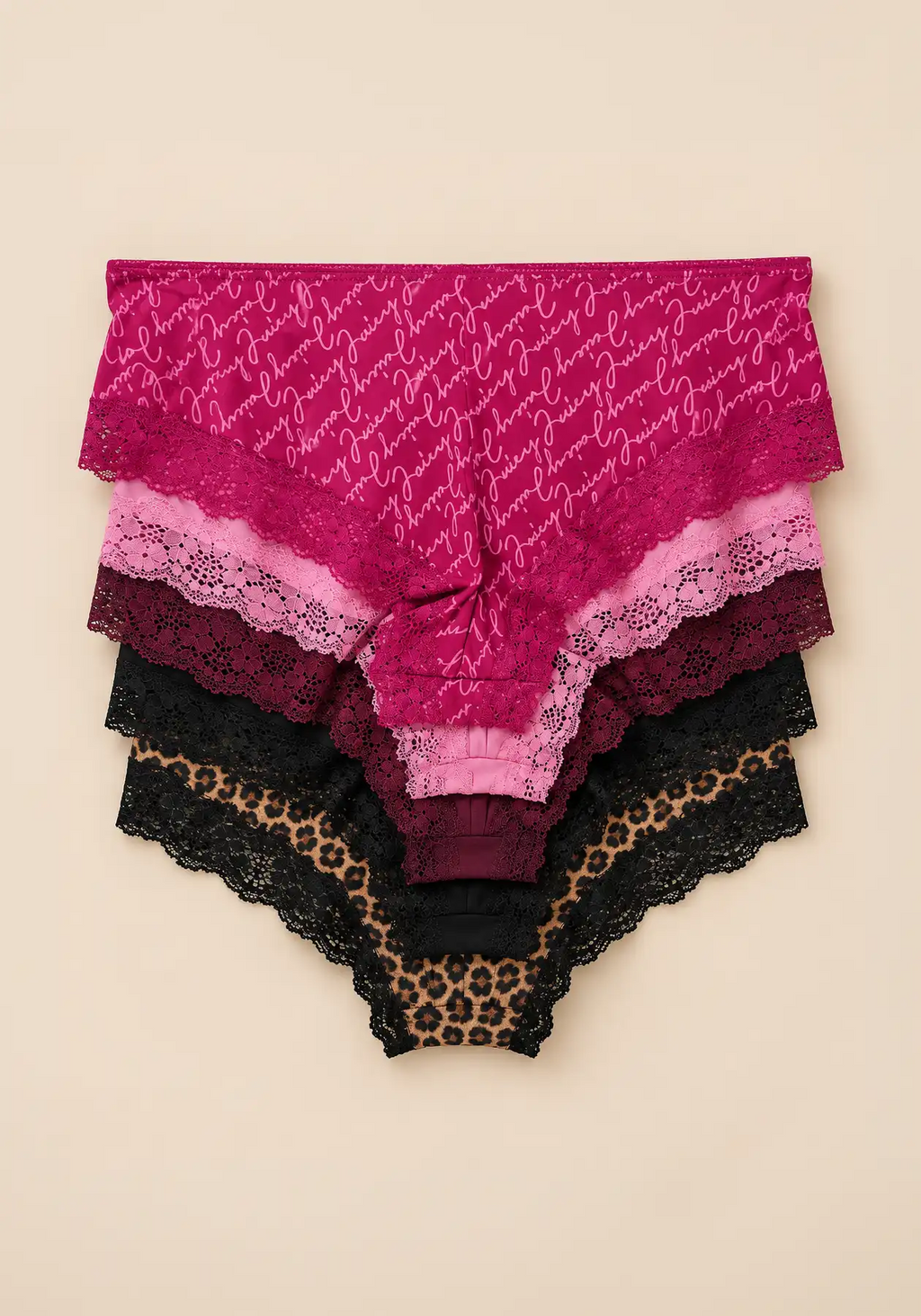 Juicy Couture 5-Pack Lace Panty Set, Size S