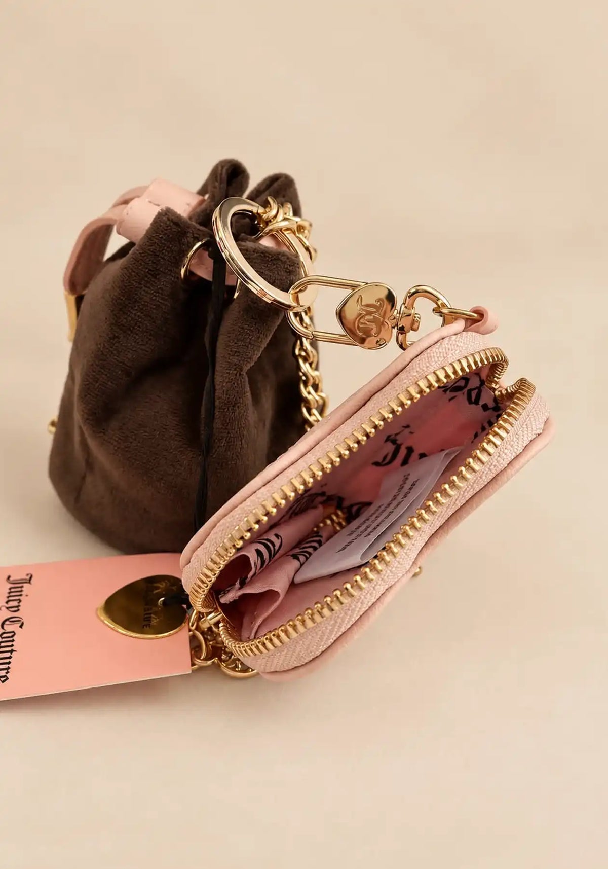Juicy Couture Mini Drawstring Coin Purse & Heart Mirror Set