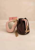 Juicy Couture Mini Drawstring Coin Purse & Heart Mirror Set