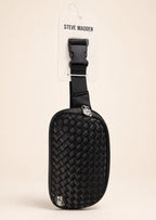 Steve Madden Woven Sling Crossbody Unisex Bag, Black
