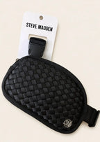 Steve Madden Woven Sling Crossbody Unisex Bag, Black