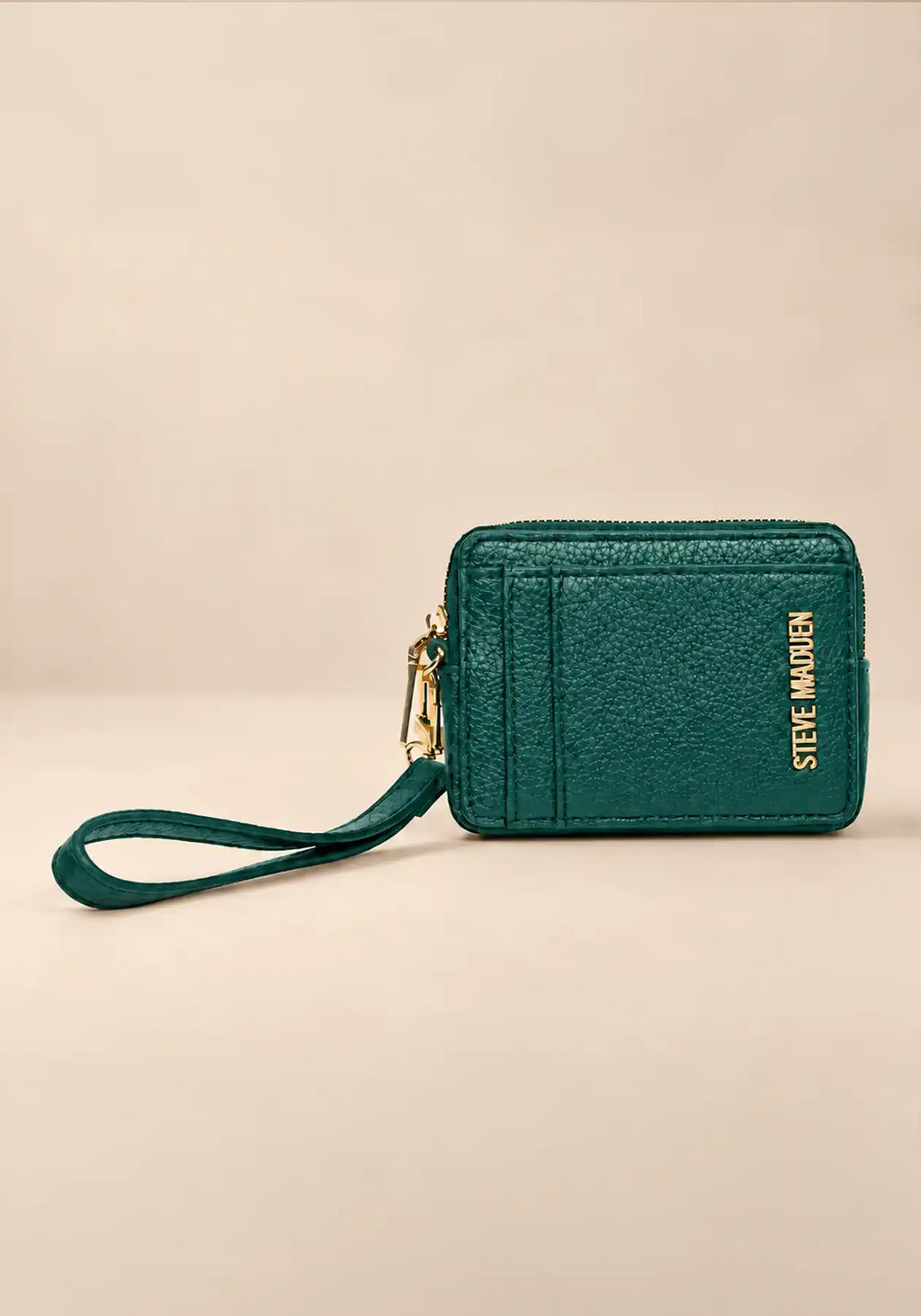 Steve Madden Green Zip Card Holder Wristlet