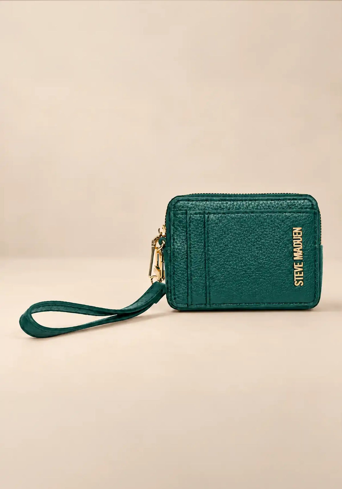 Steve Madden Green Zip Card Holder Wristlet