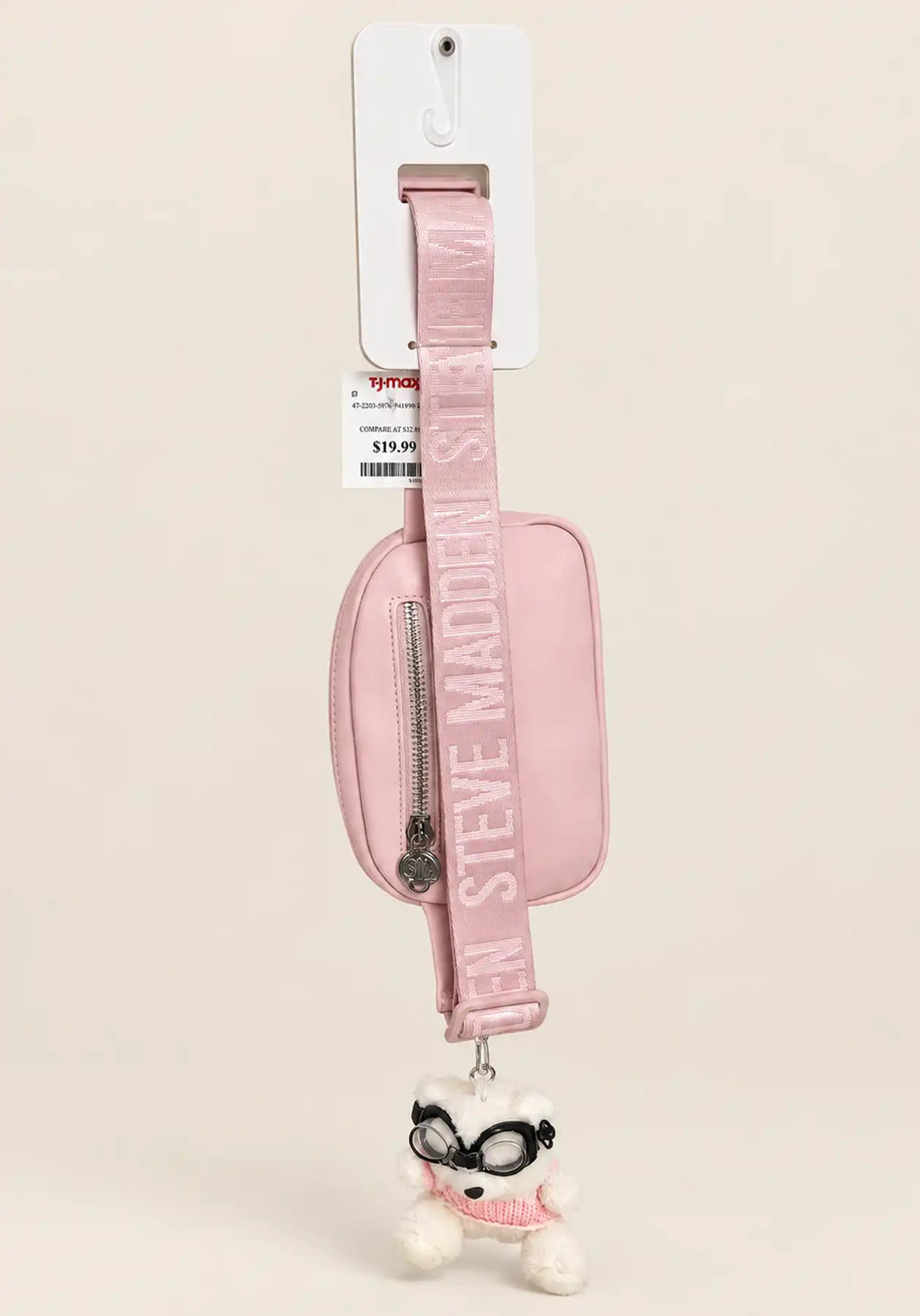 Steve Madden Pink Crossbody Pouch with Plush Charm