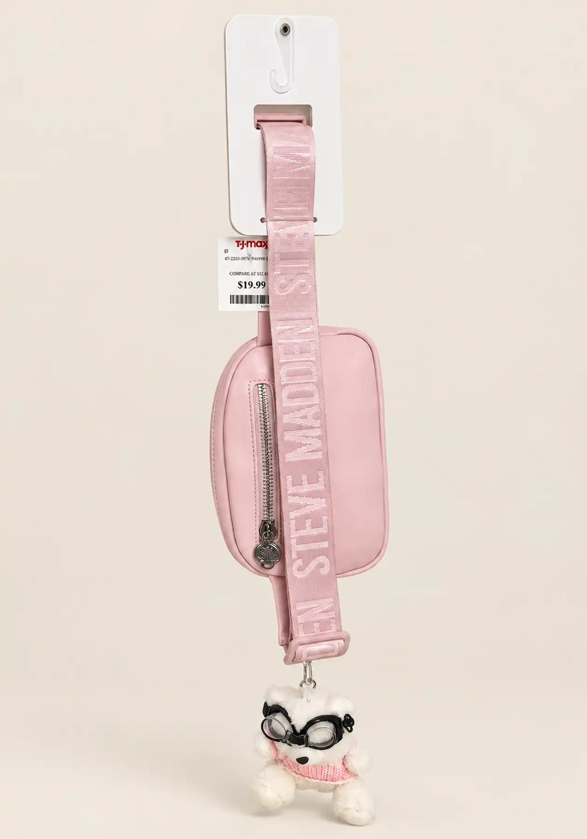 Steve Madden Pink Crossbody Pouch with Plush Charm