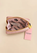 Juicy Couture Pink & Brown, Velour Wristlet Wallet with Gold Chain