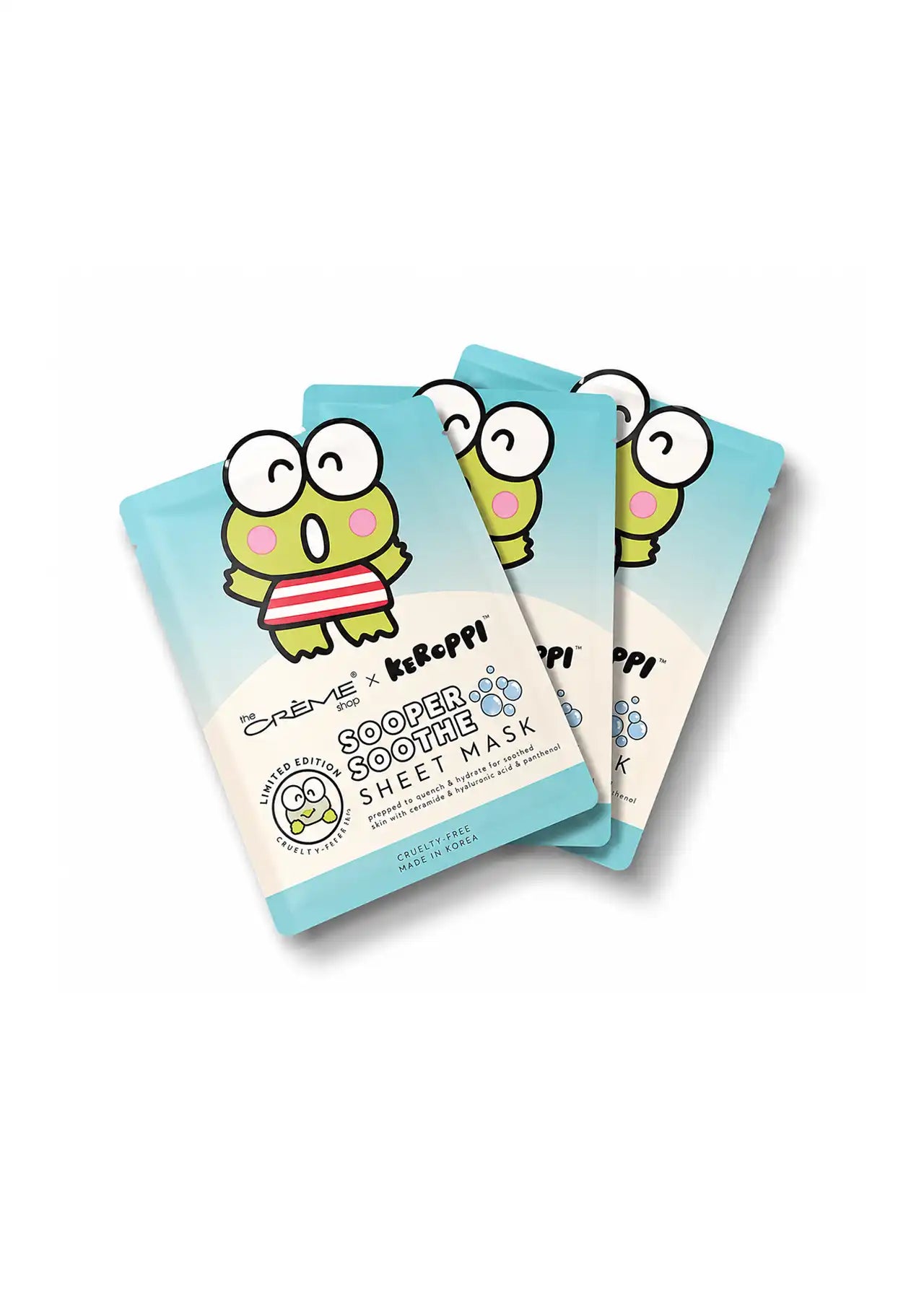 The Crème Shop x Keroppi Sooper Soothe Sheet Mask 3 Pack