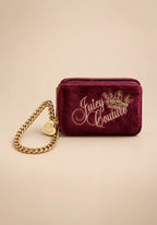 Juicy Couture Burgundy Velour Wristlet Wallet with Gold Chain