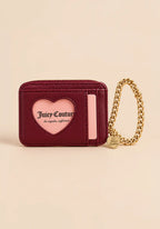 Juicy Couture Burgundy Velour Wristlet Wallet with Gold Chain
