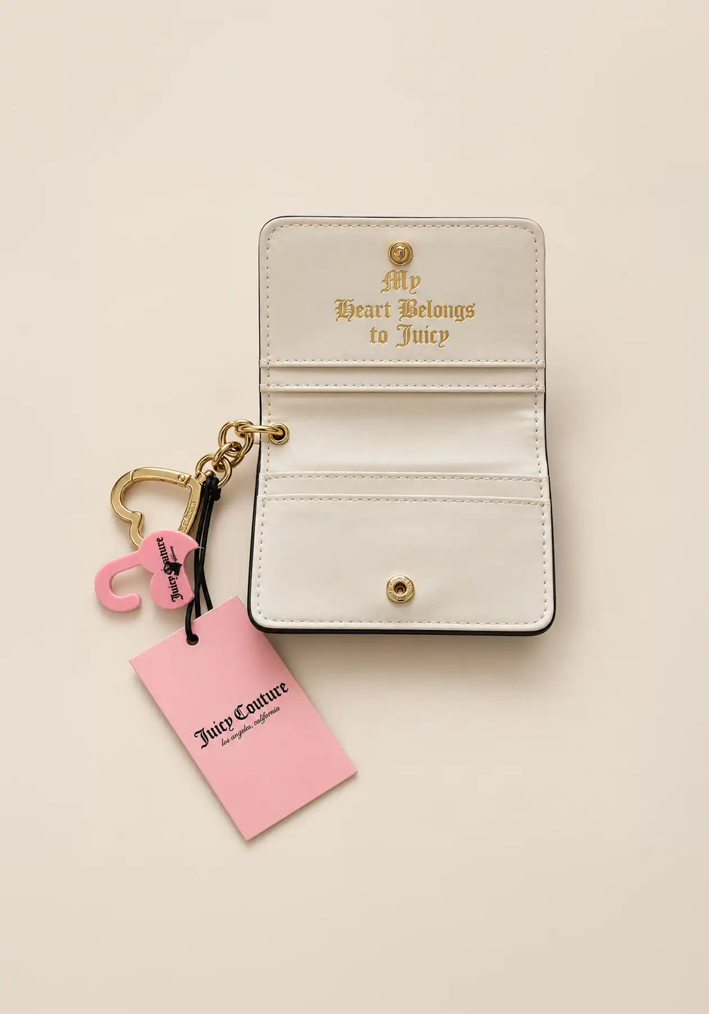 Juicy Couture Black Card Case Wallet with Heart Keychain