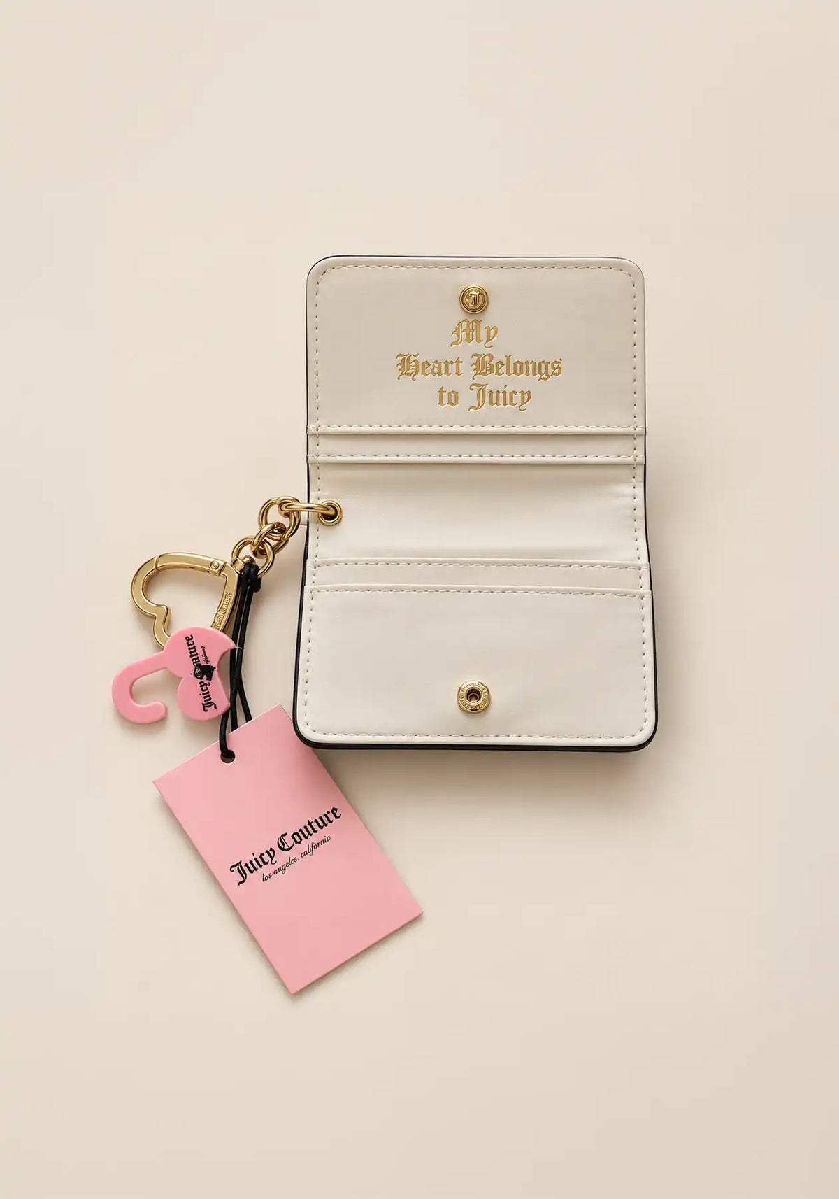 Juicy Couture Black Card Case Wallet with Heart Keychain