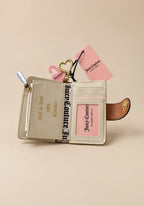 Juicy Couture Embossed Monogram Compact Cognac Wallet