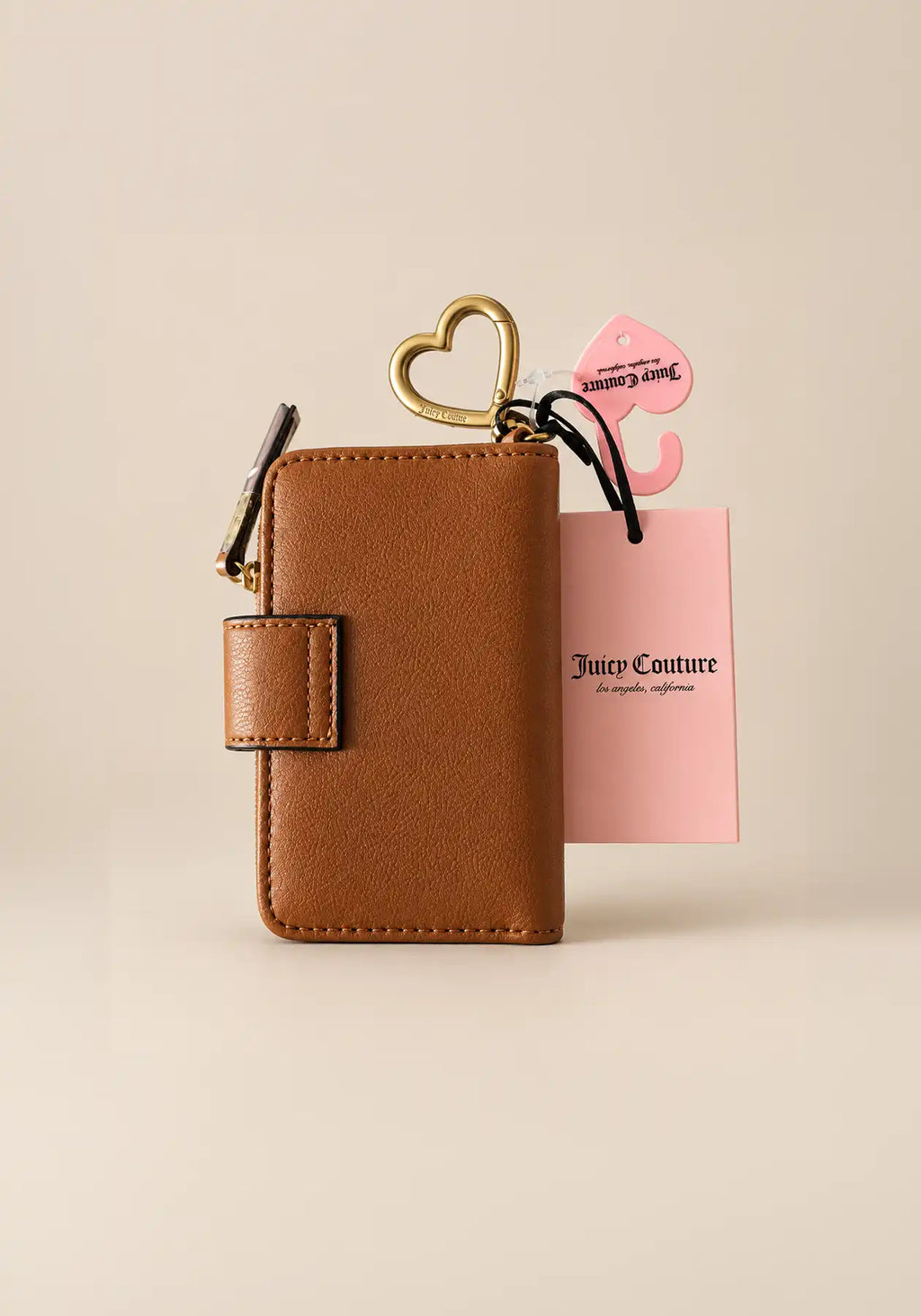 Juicy Couture Embossed Monogram Compact Cognac Wallet