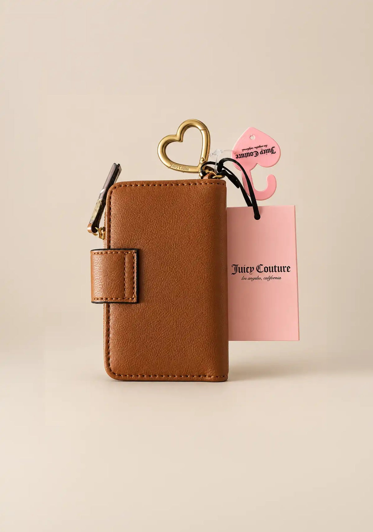 Juicy Couture Embossed Monogram Compact Cognac Wallet